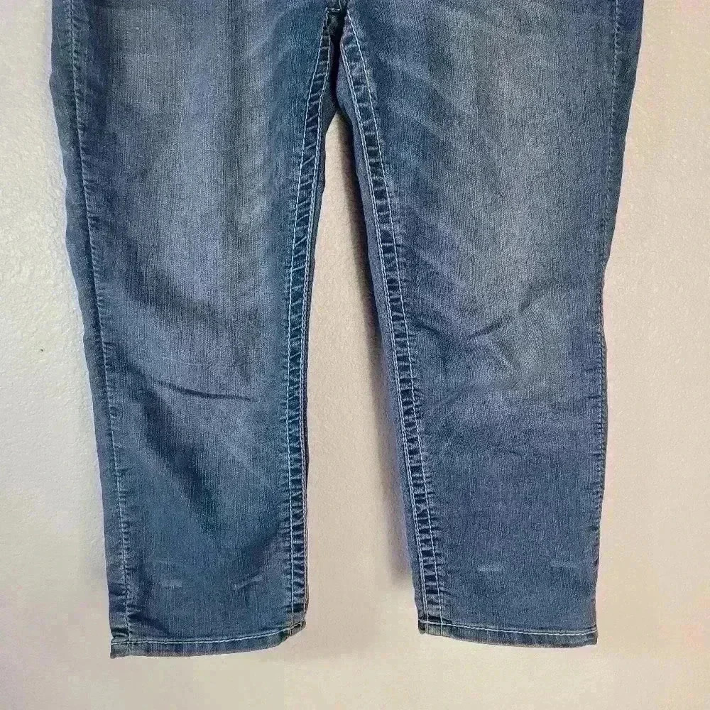 7 Seven For All Mankind Womens Thick Stitch Crop Stretch Denim Jeans Size 8 - Picture 5 of 12